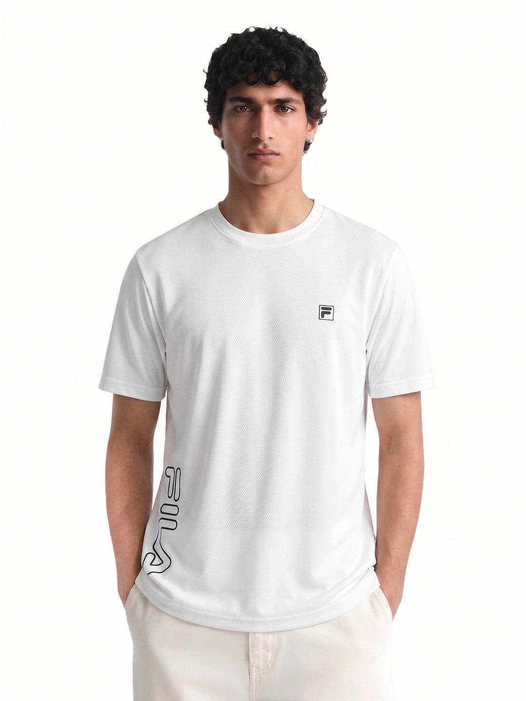 Fila Men White Picco Tee Knitted Tee Shirt