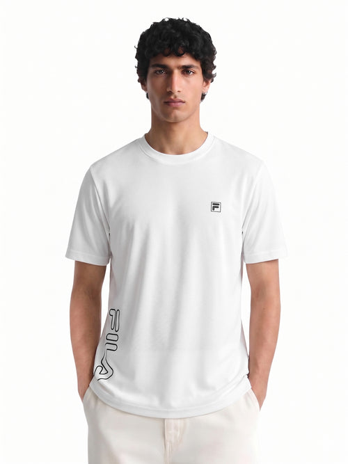 Fila Men White Picco Tee Knitted Tee Shirt