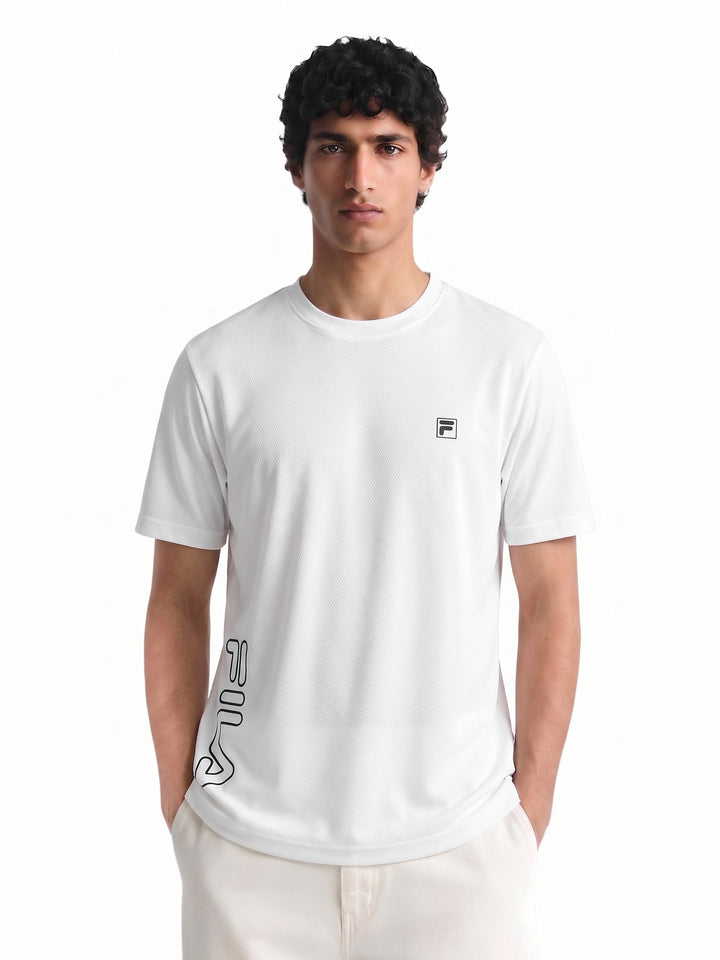 Fila Men White Picco Tee Knitted Tee Shirt