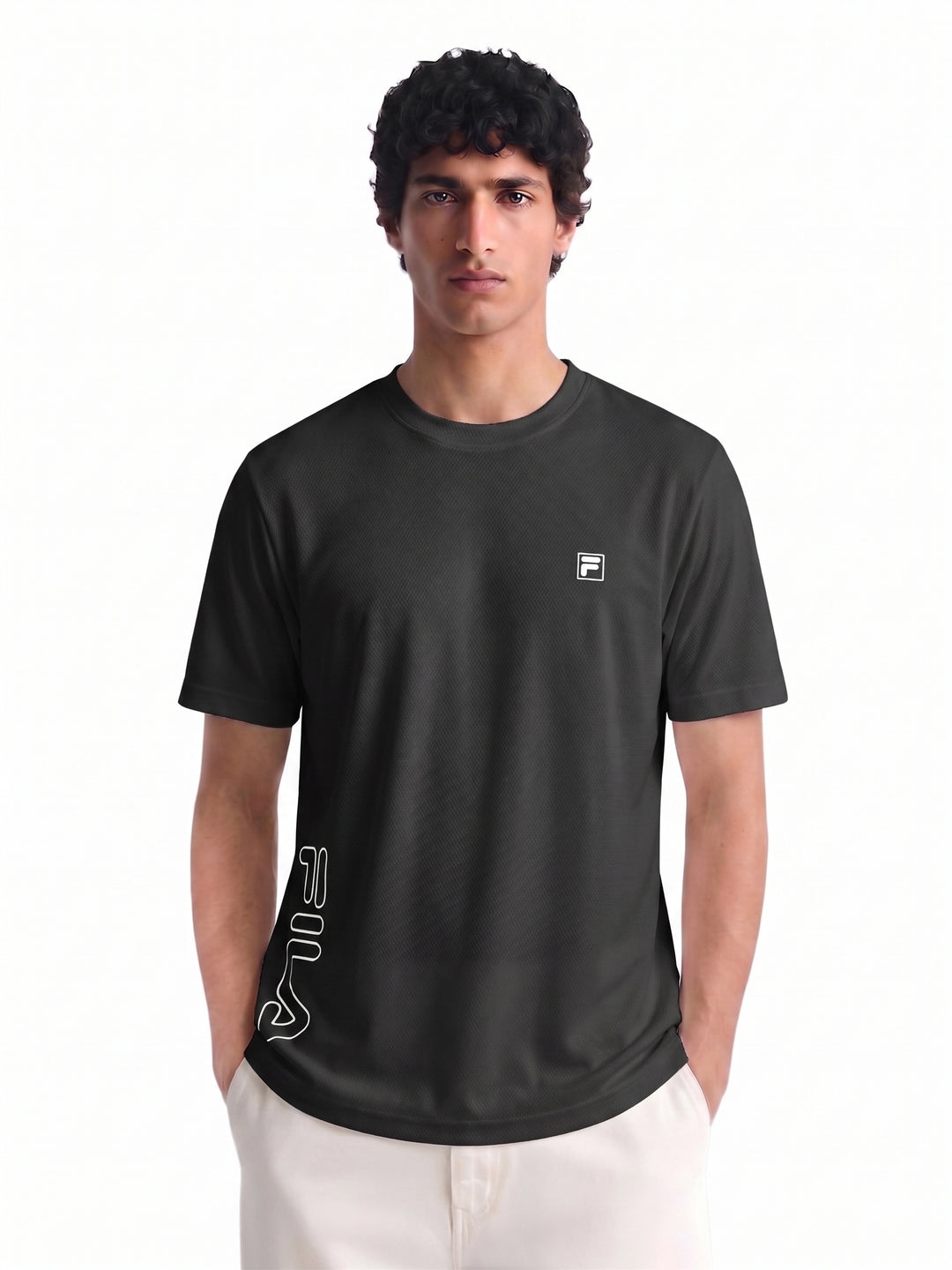 Fila Men Black Picco Tee Knitted Tee Shirt