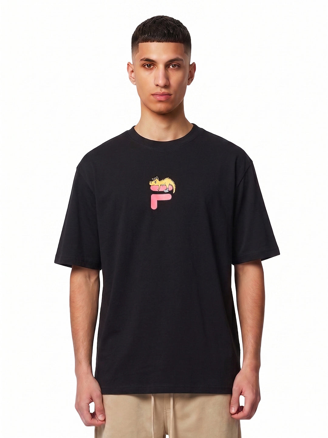 Fila Men Black Dinno Knitted Tee Shirt