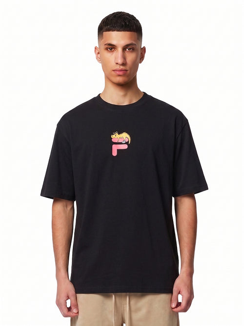 Fila Men Black Dinno Knitted Tee Shirt