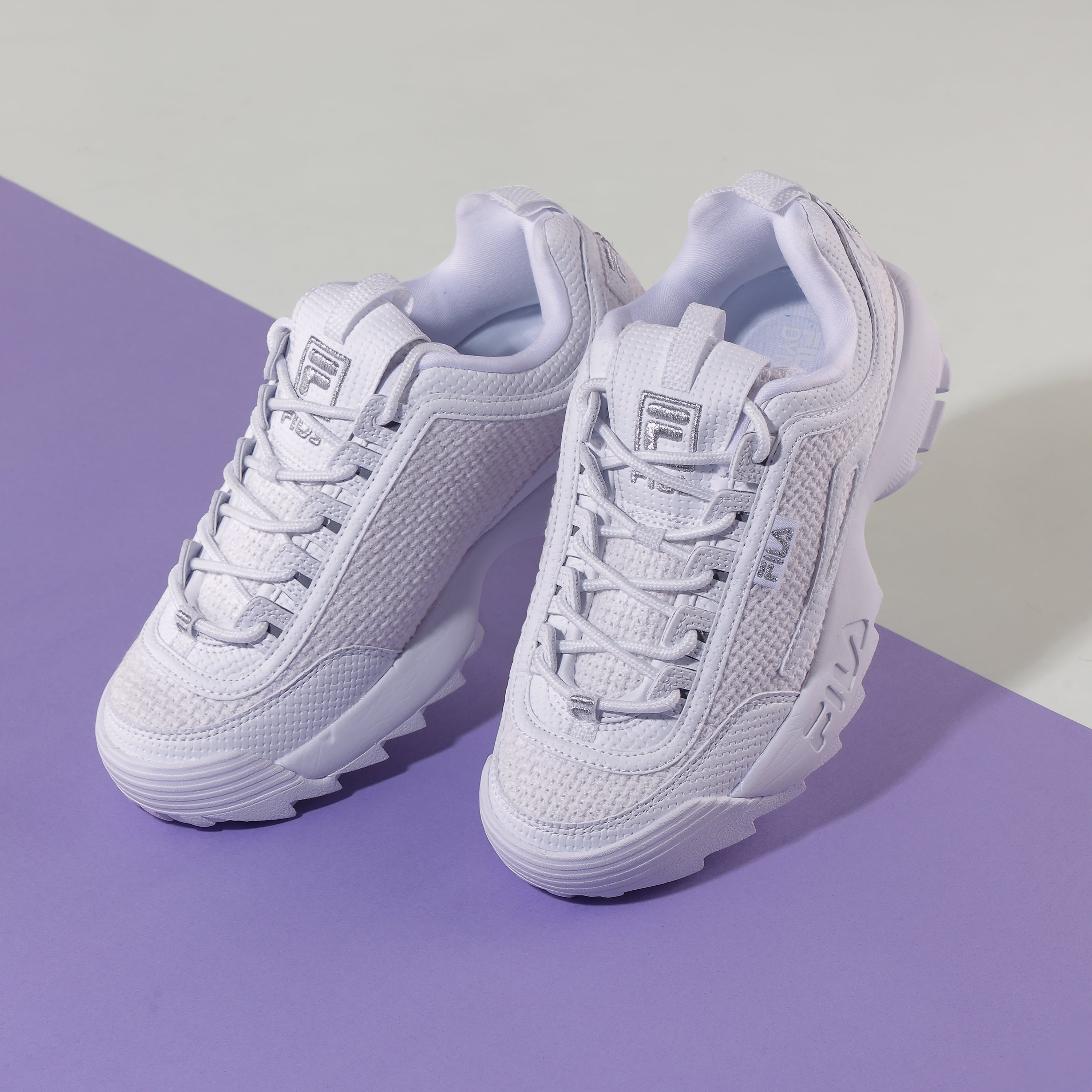 Buy Fila White Women White Disruptor 2 Woven Shoes @ Rs 7499