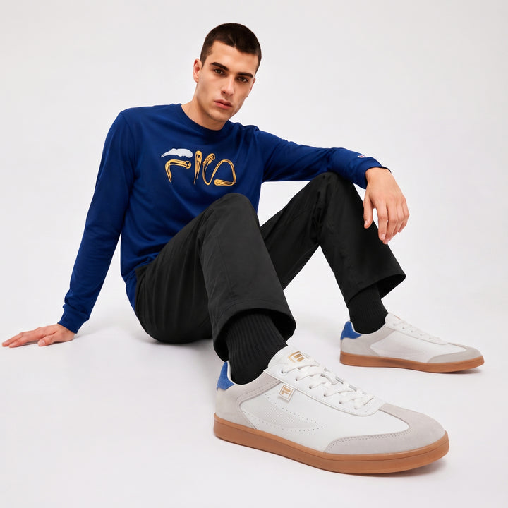 Fila Men White - Navy Asher Suede Shoes
