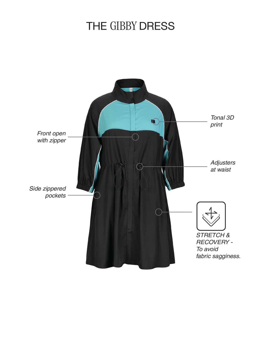 Fila Women Black-Turquoise Gibby Dress
