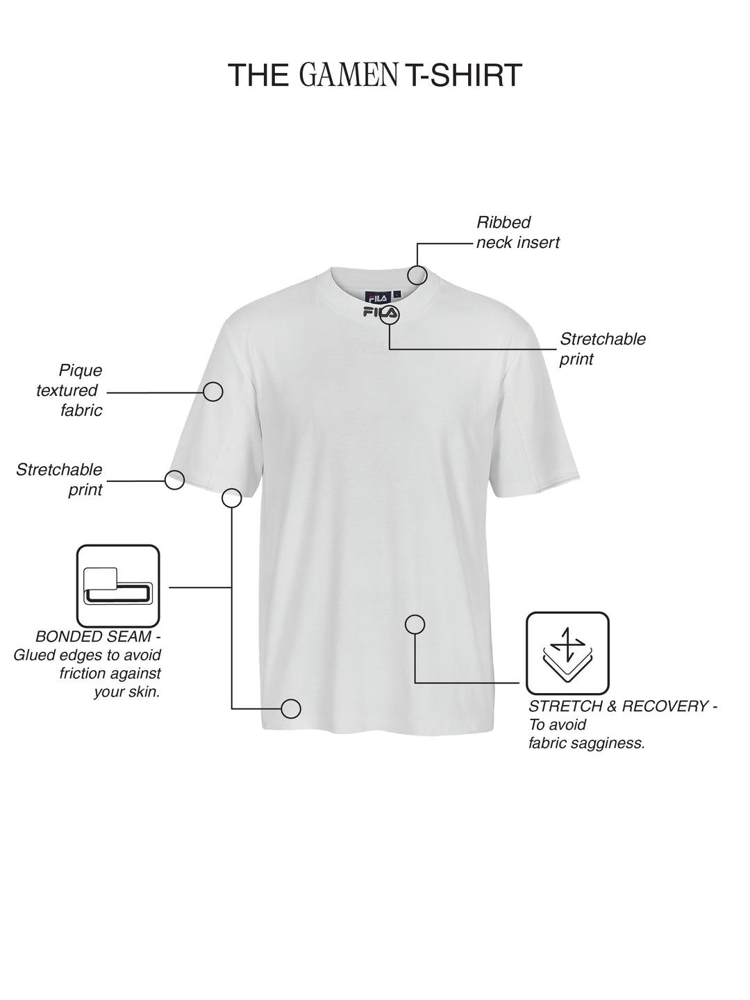 Fila Men White Gamen Knitted Tee Shirt