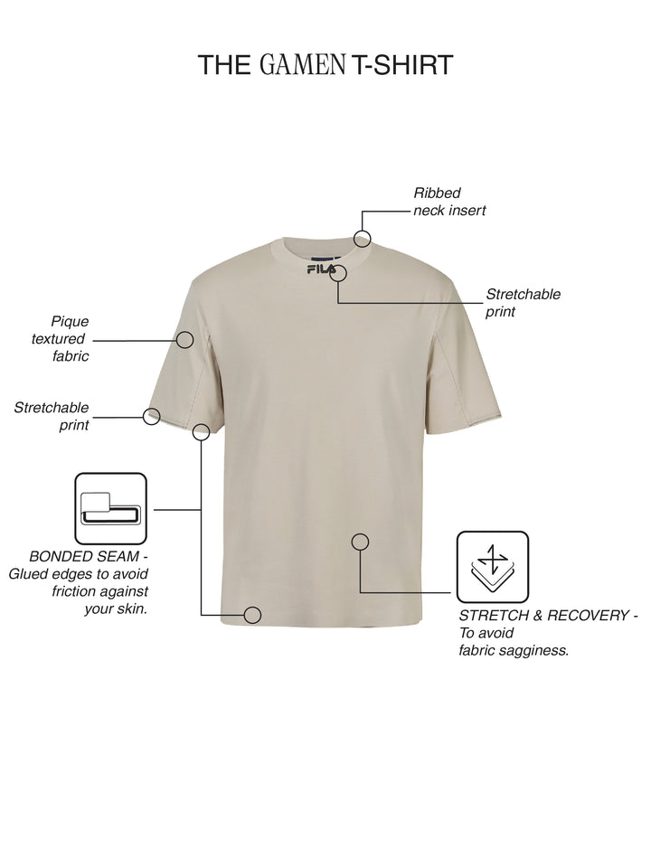 Fila Men Beige Gamen Knitted Tee Shirt