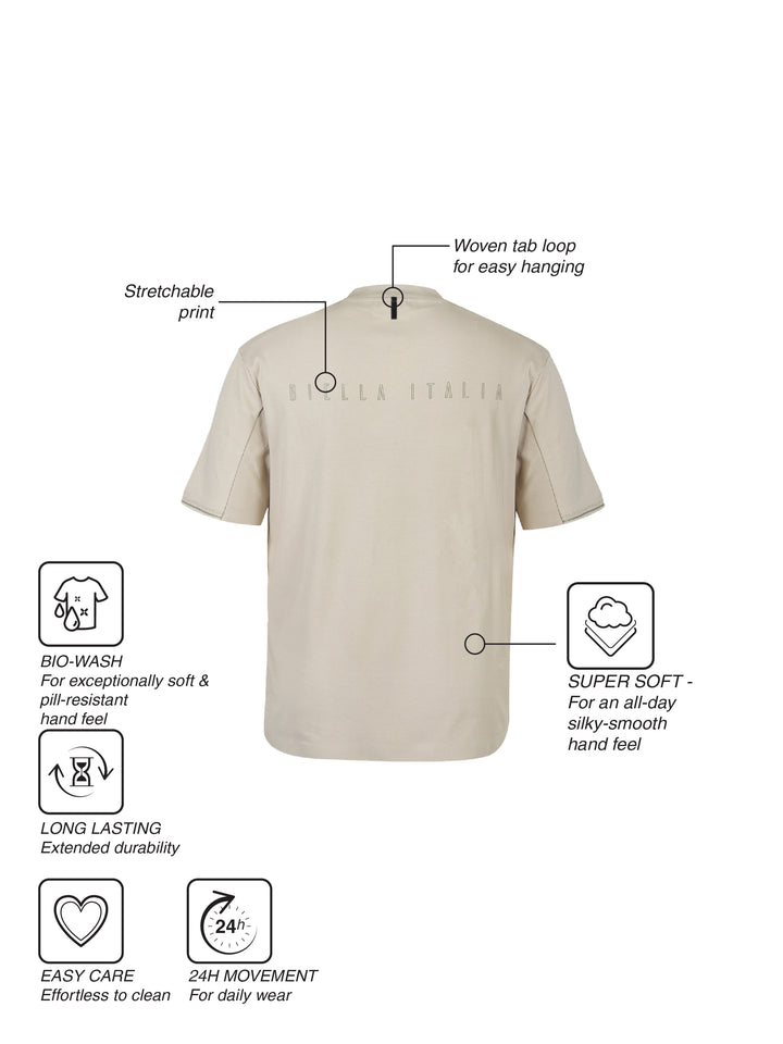 Fila Men Beige Gamen Knitted Tee Shirt
