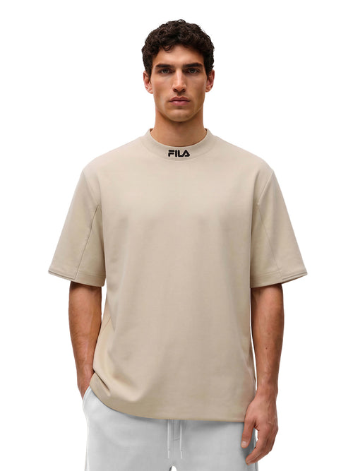 Fila Men Beige Gamen Knitted Tee Shirt