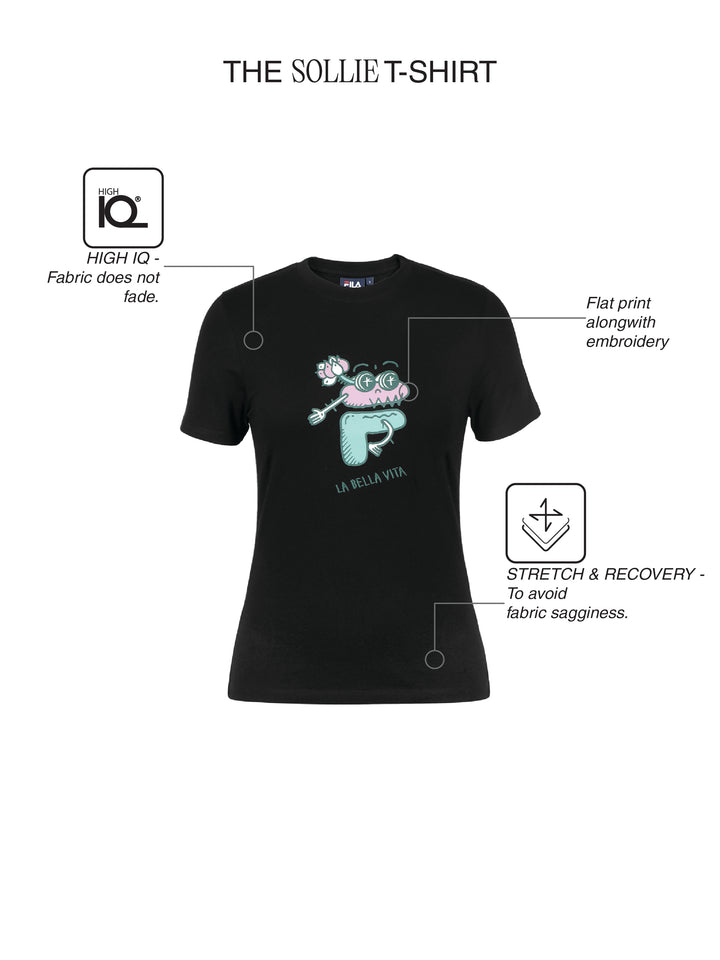 Fila Women Black Sollie Knitted Tee