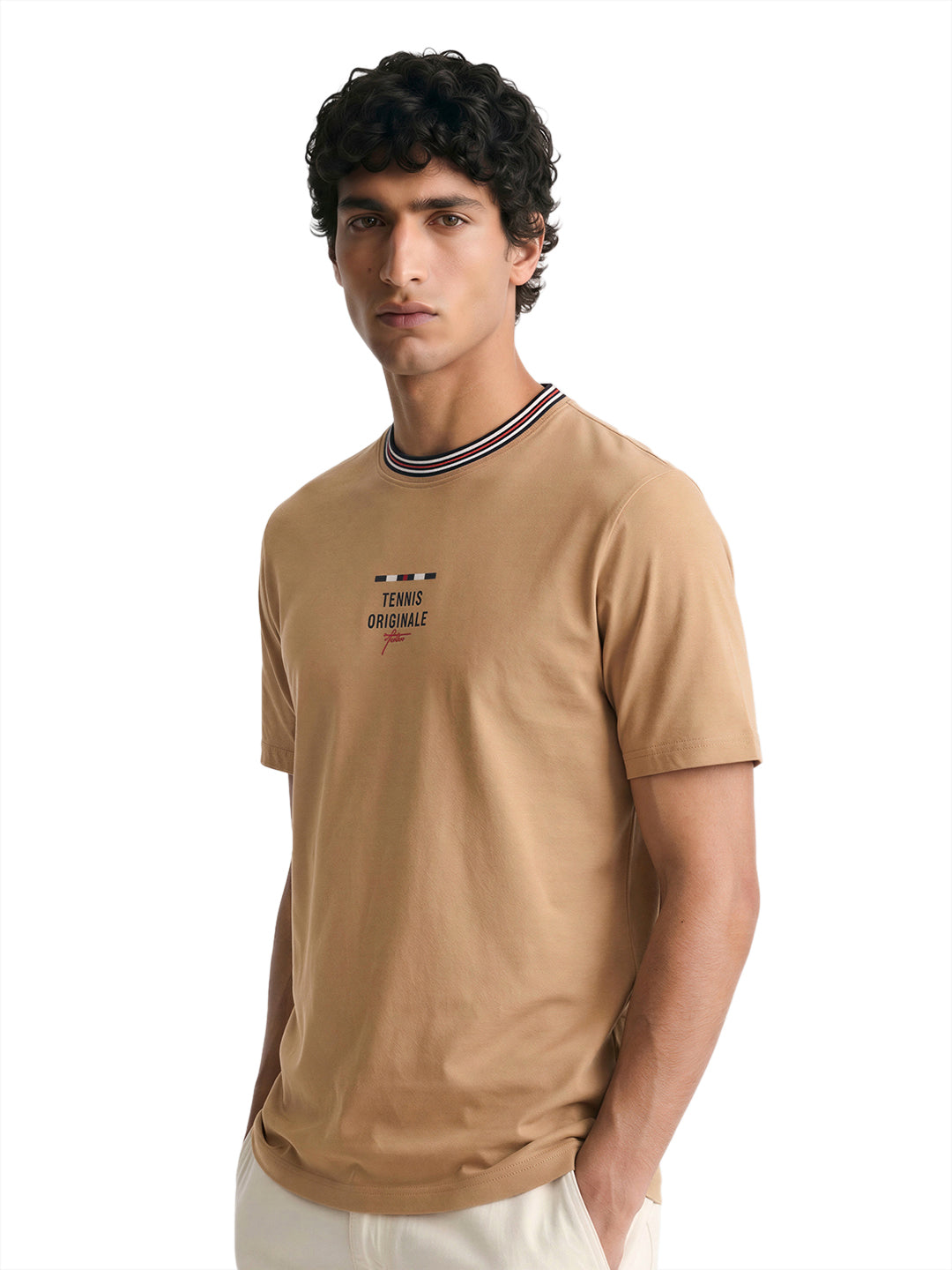 Fila Men Beige Enzo Knitted Tee Shirt