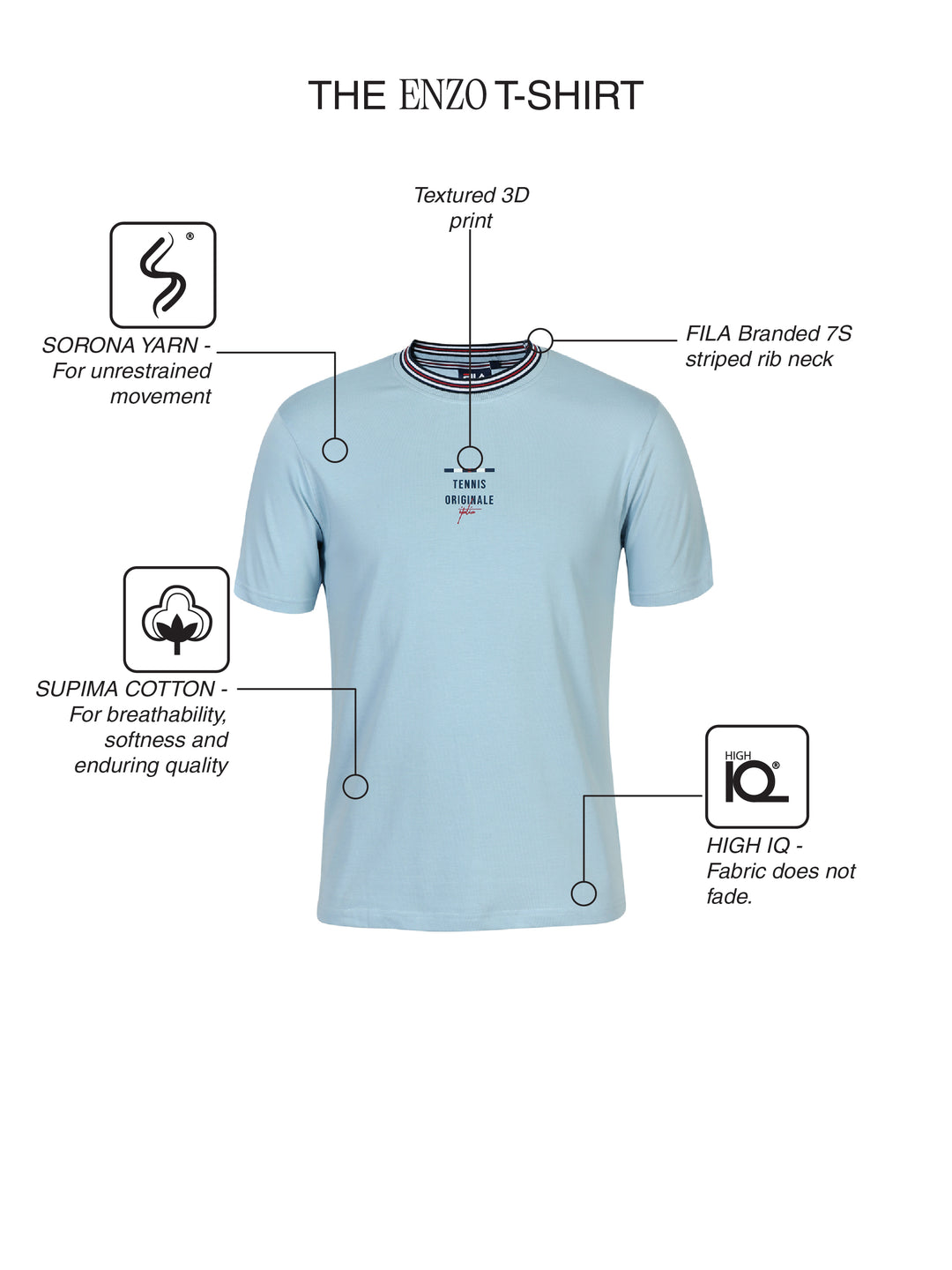 Fila Men Sky Blue Enzo Knitted Tee Shirt