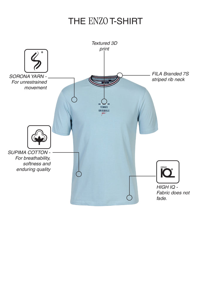 Fila Men Sky Blue Enzo Knitted Tee Shirt