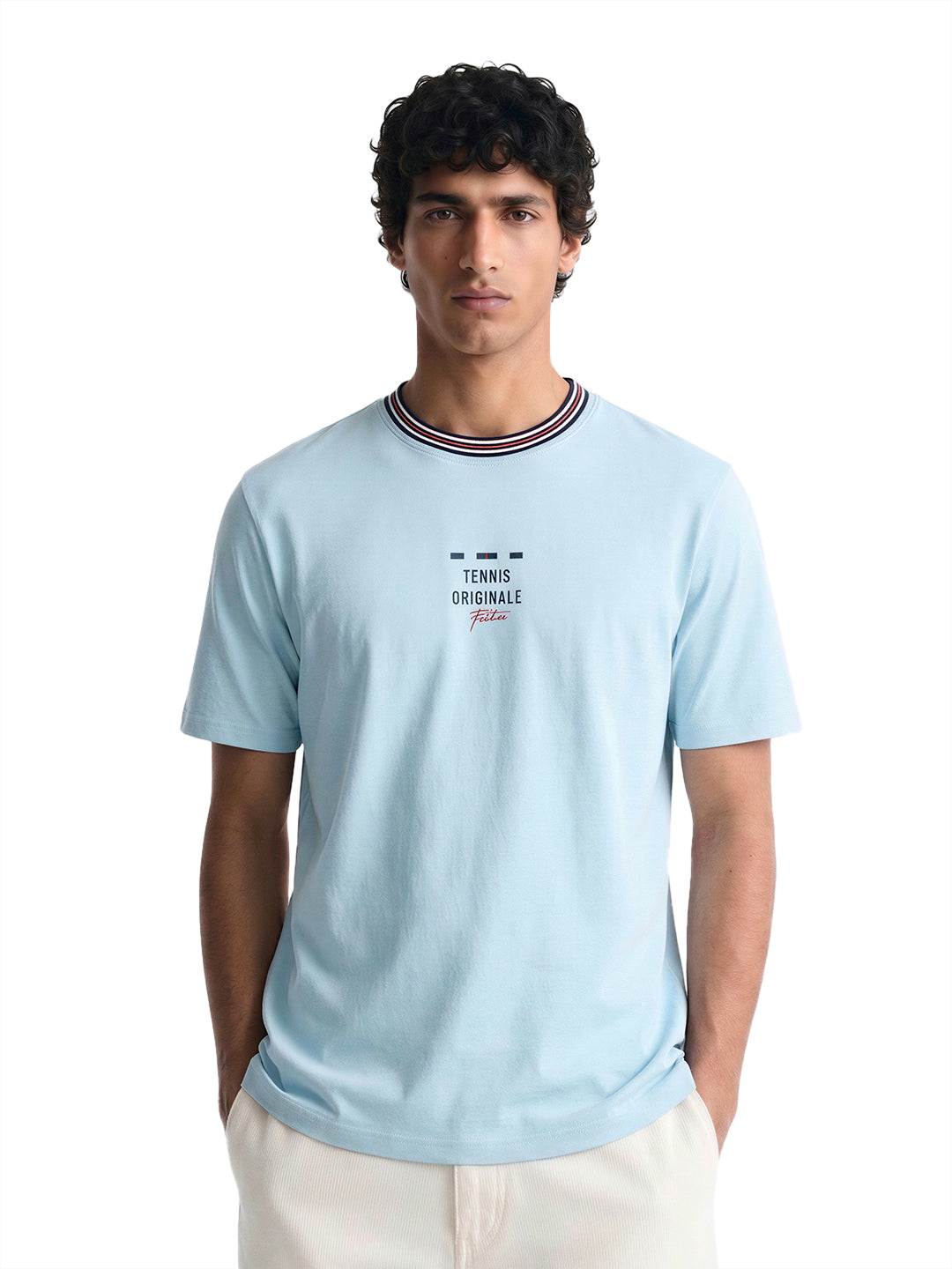 Fila Men Sky Blue Enzo Knitted Tee Shirt