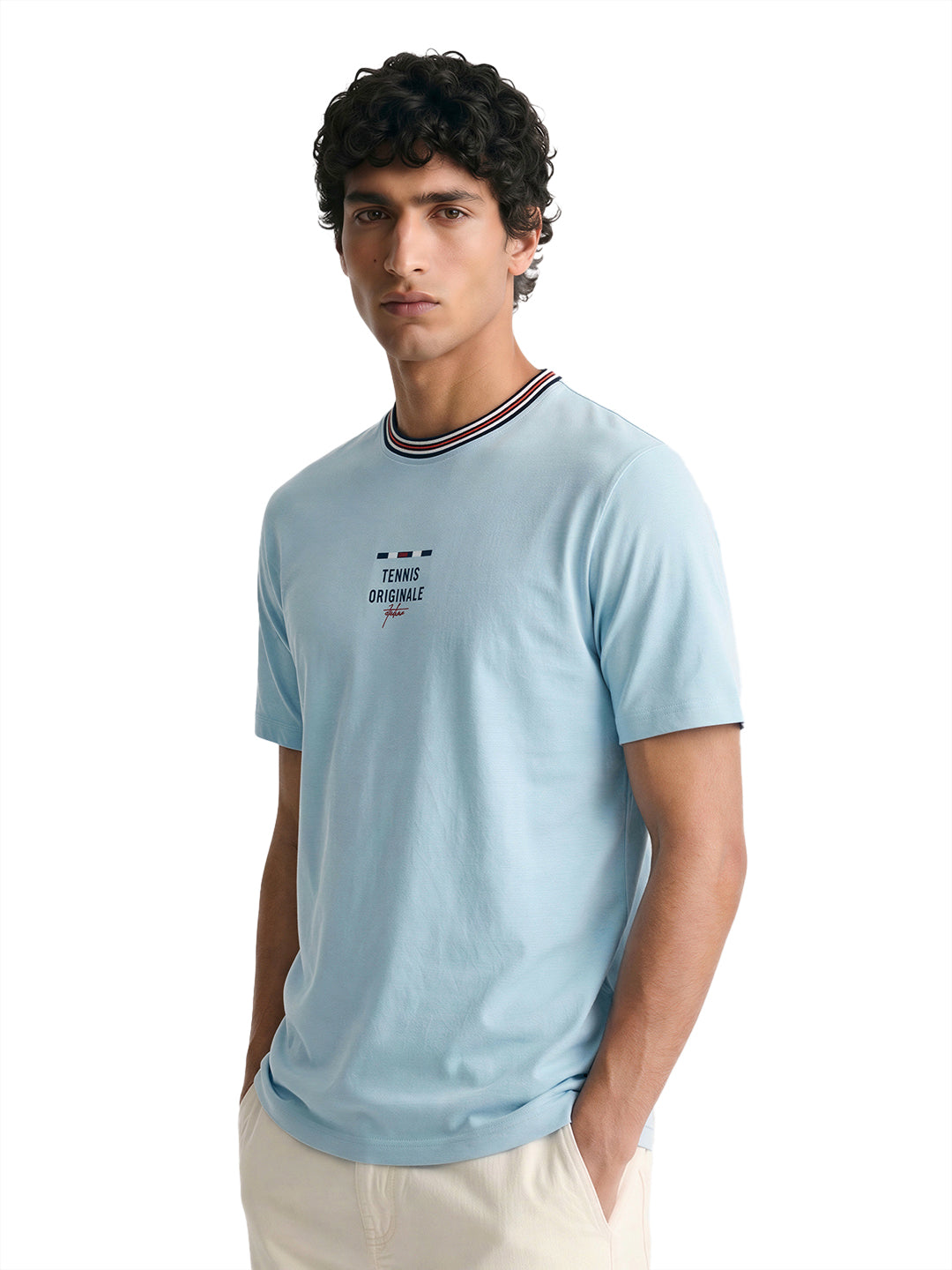 Fila Men Sky Blue Enzo Knitted Tee Shirt