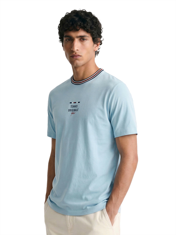 Fila Men Sky Blue Enzo Knitted Tee Shirt