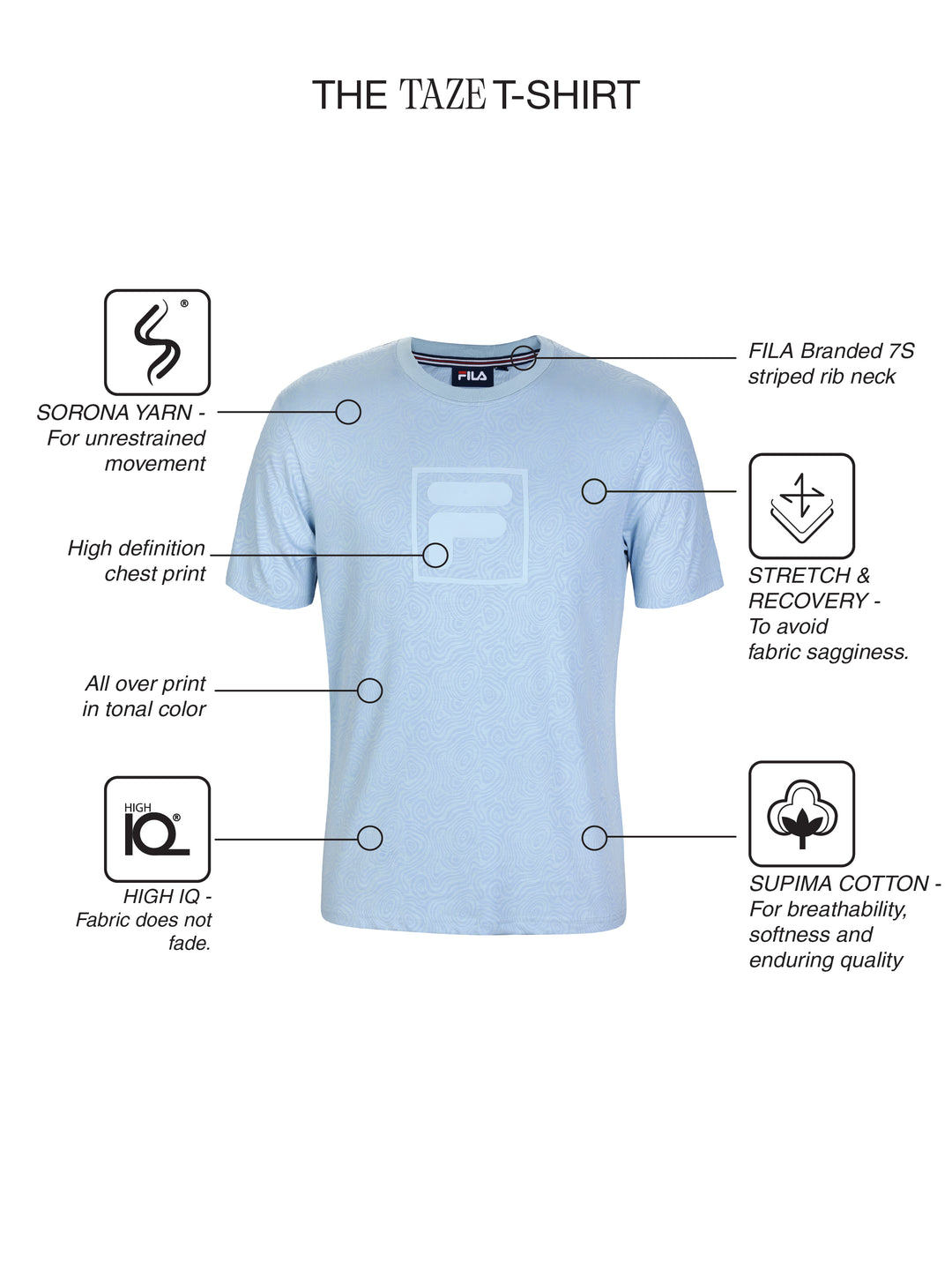 Fila Men Light Blue Taze T-Shirt