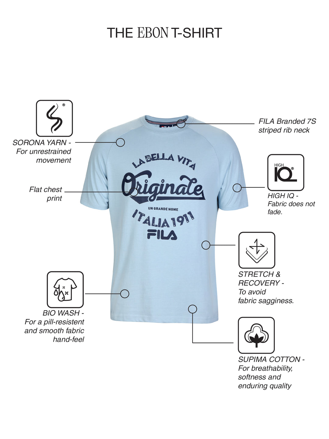 Fila Men Sky Blue Ebon T-Shirt