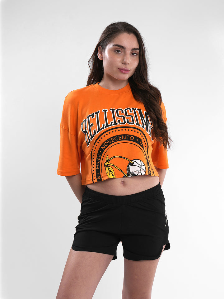 Fila Womens Russet Orange Bing Crop Top