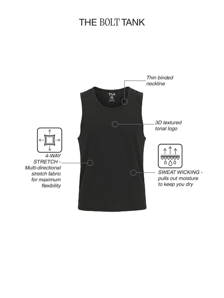 Fila Mens Black Bolt Sleeve Less