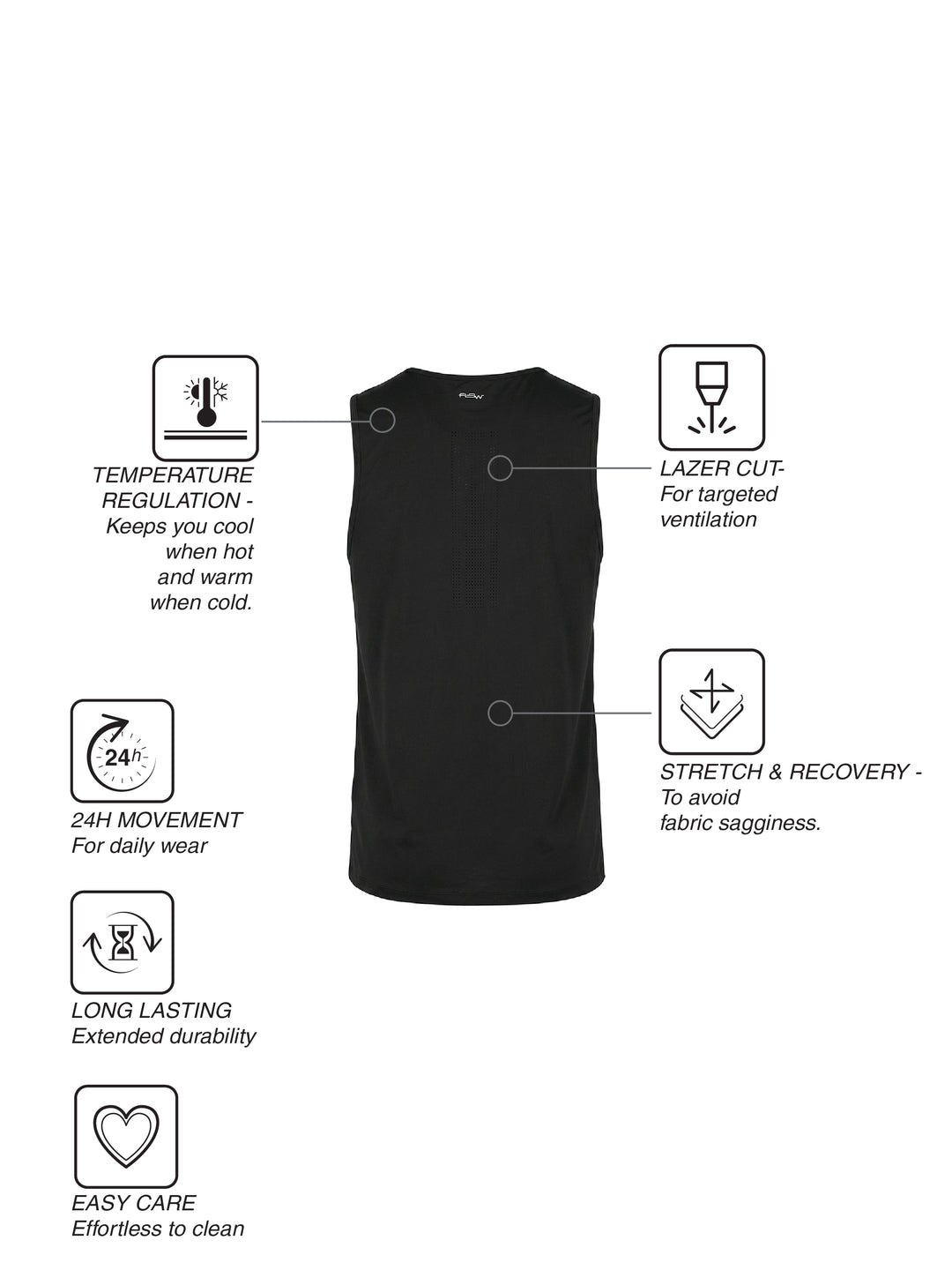 Fila Mens Black Bolt Sleeve Less