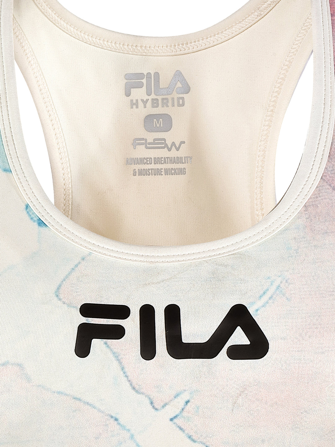 Fila Women Off White Lana Aop Sports Bra