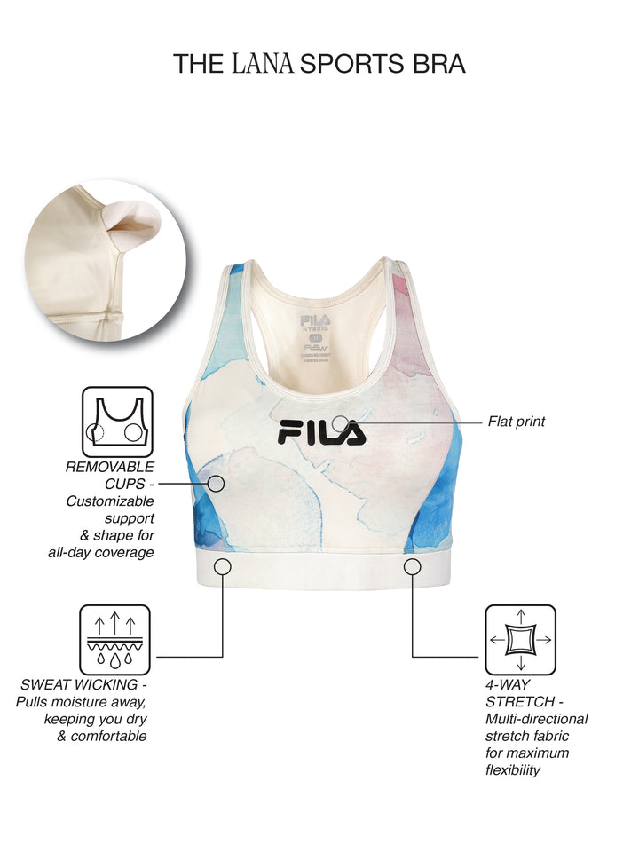 Fila Women Off White Lana Aop Sports Bra