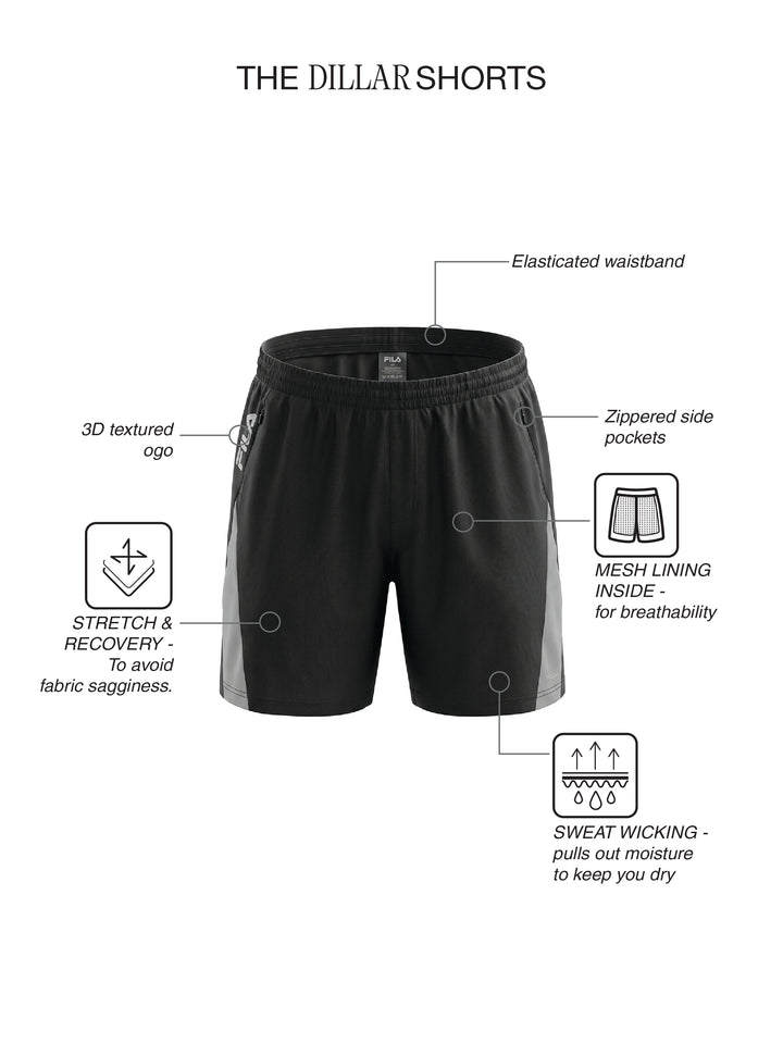 Fila Men Black Dillar Shorts