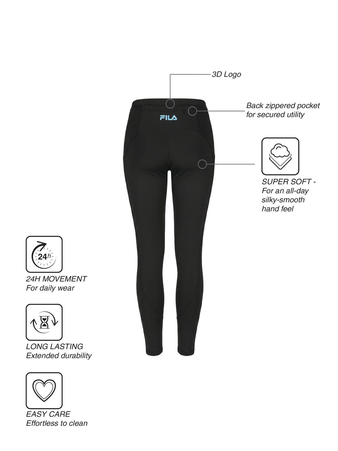 Fila Womens Black Gaile Leggings