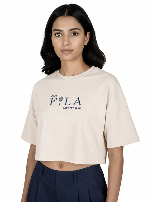 Fila Women Off White Seles Crop Top