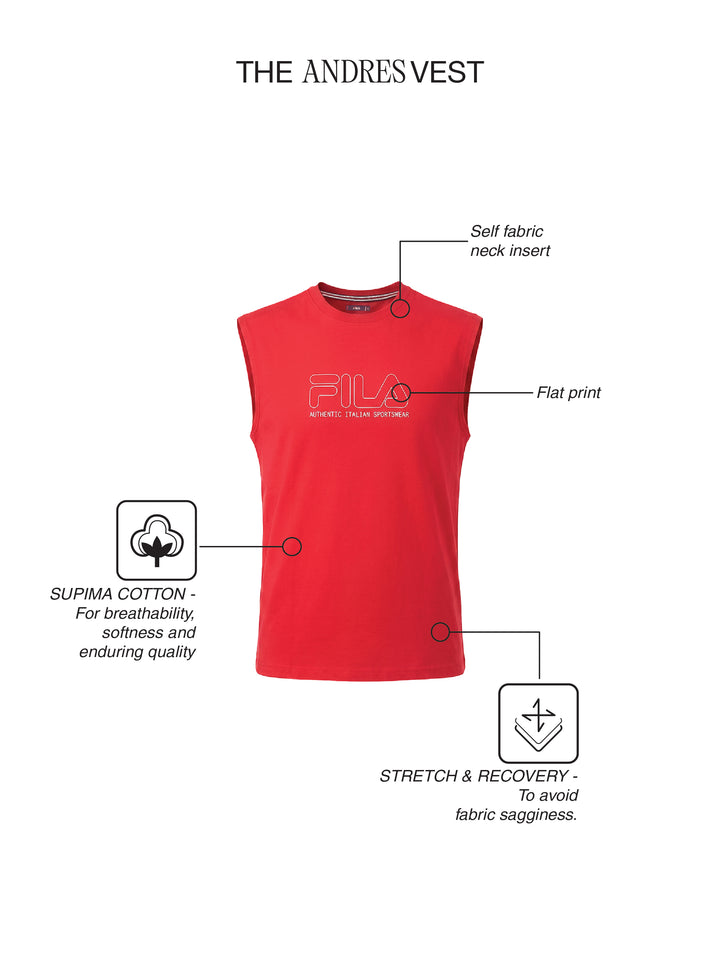 Fila Mens Red Andres Sleeve Less Tank