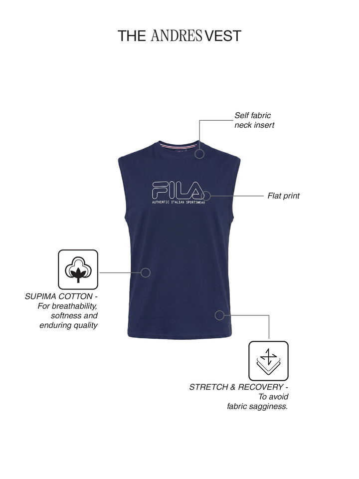 Fila Mens Navy Andres Sleeve Less Tank