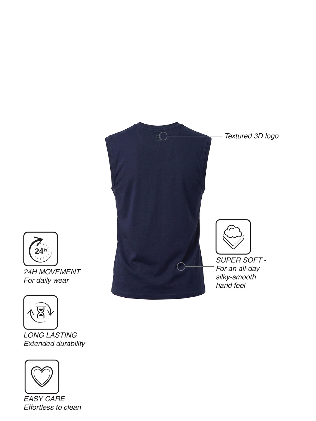 Fila Mens Navy Andres Sleeve Less Tank