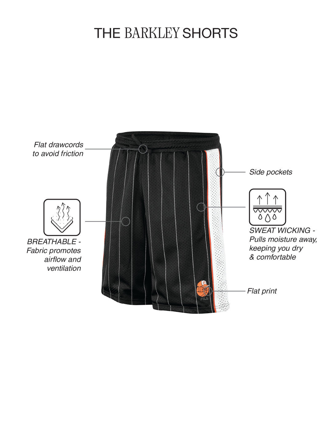 Fila Unisex Black Barkley Shorts