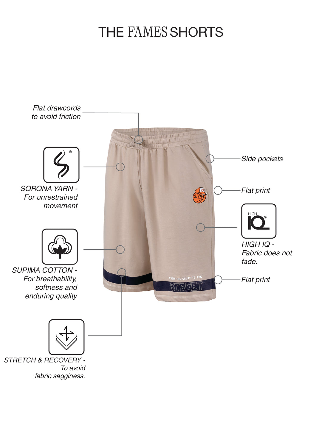 Fila Unisex Beige Fames Shorts
