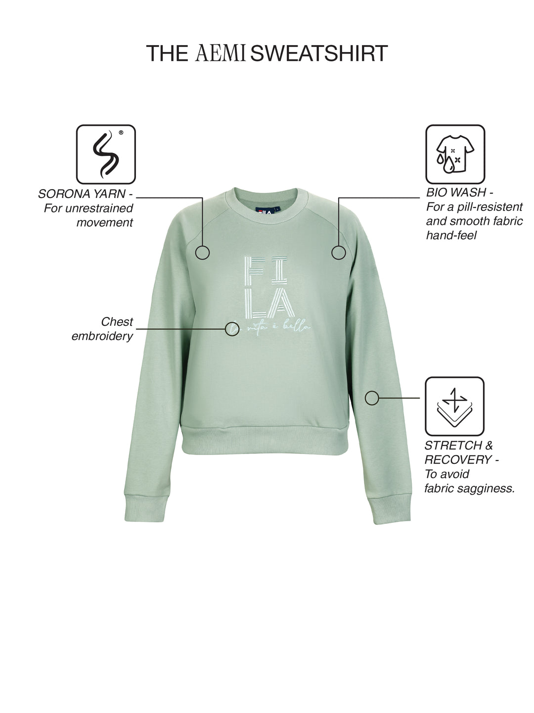 Fila Women Iceberg Green Aemi Sweatshirt