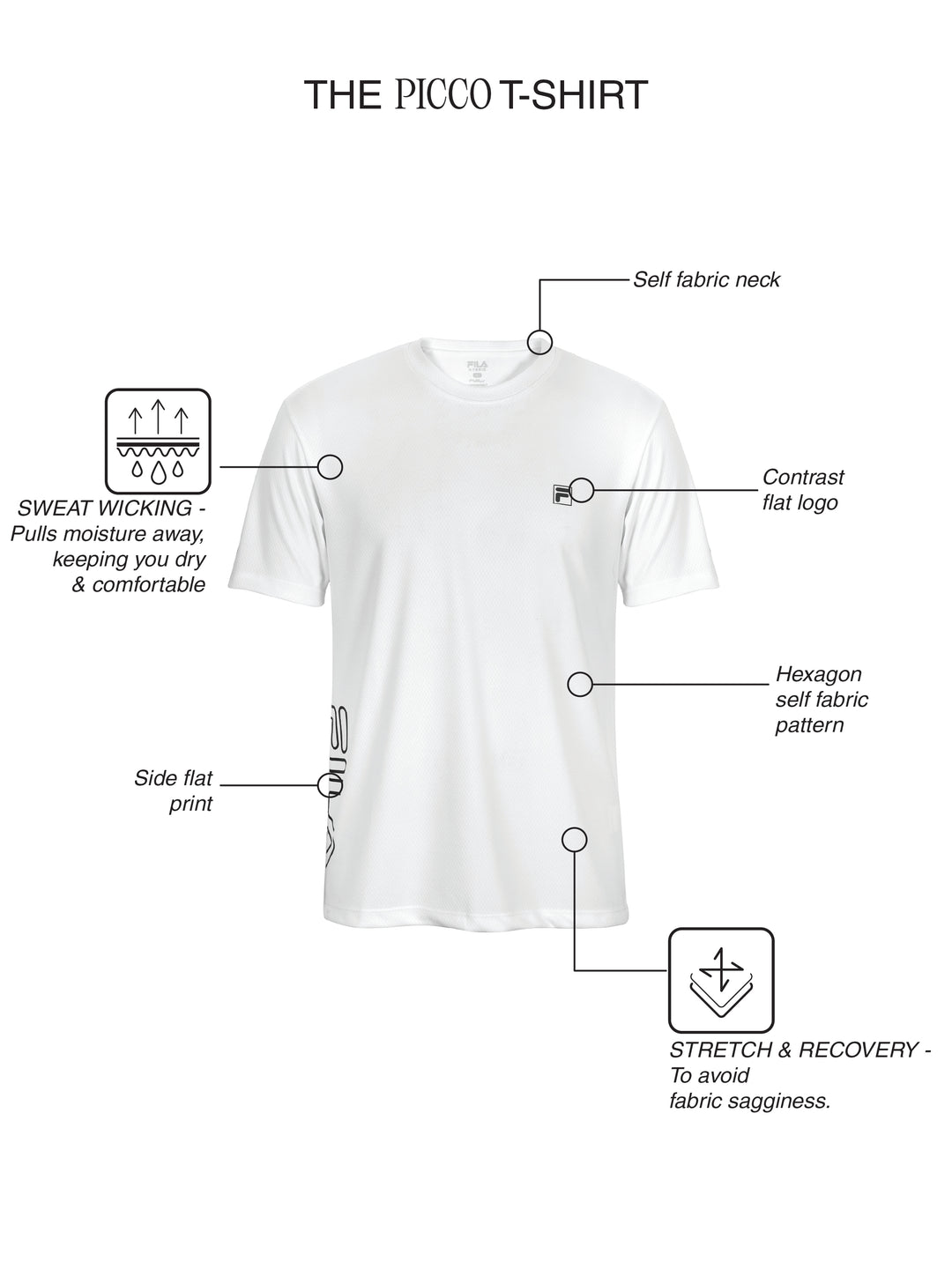 Fila Men White Picco Tee Knitted Tee Shirt