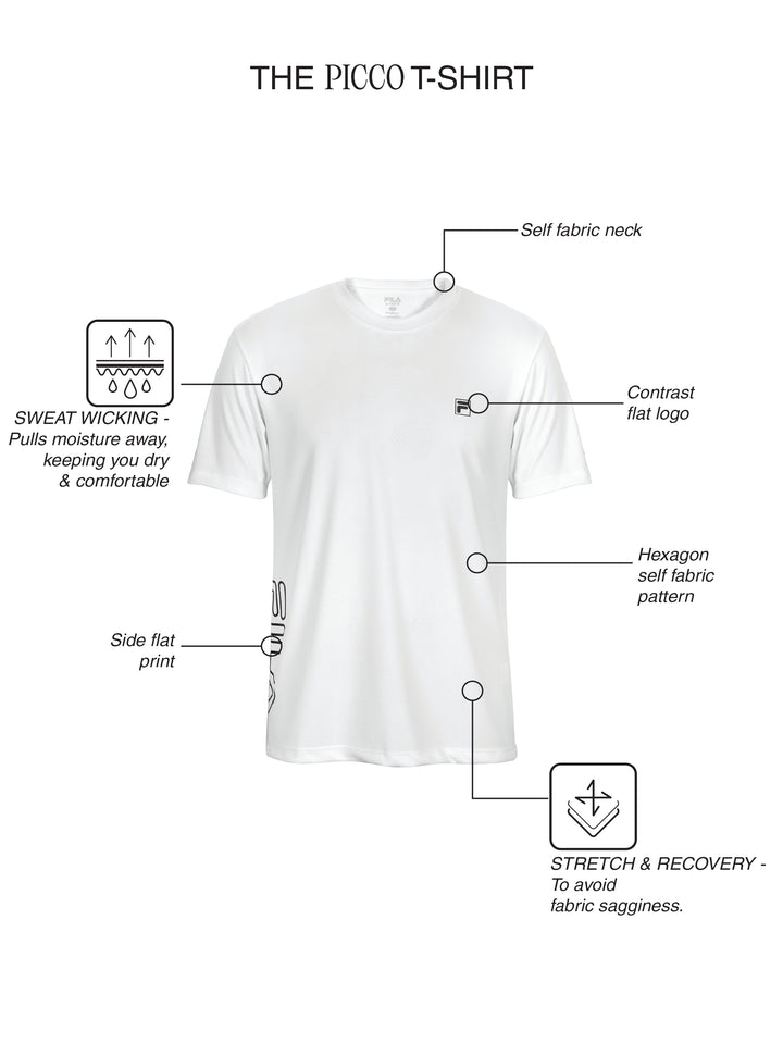 Fila Men White Picco Tee Knitted Tee Shirt