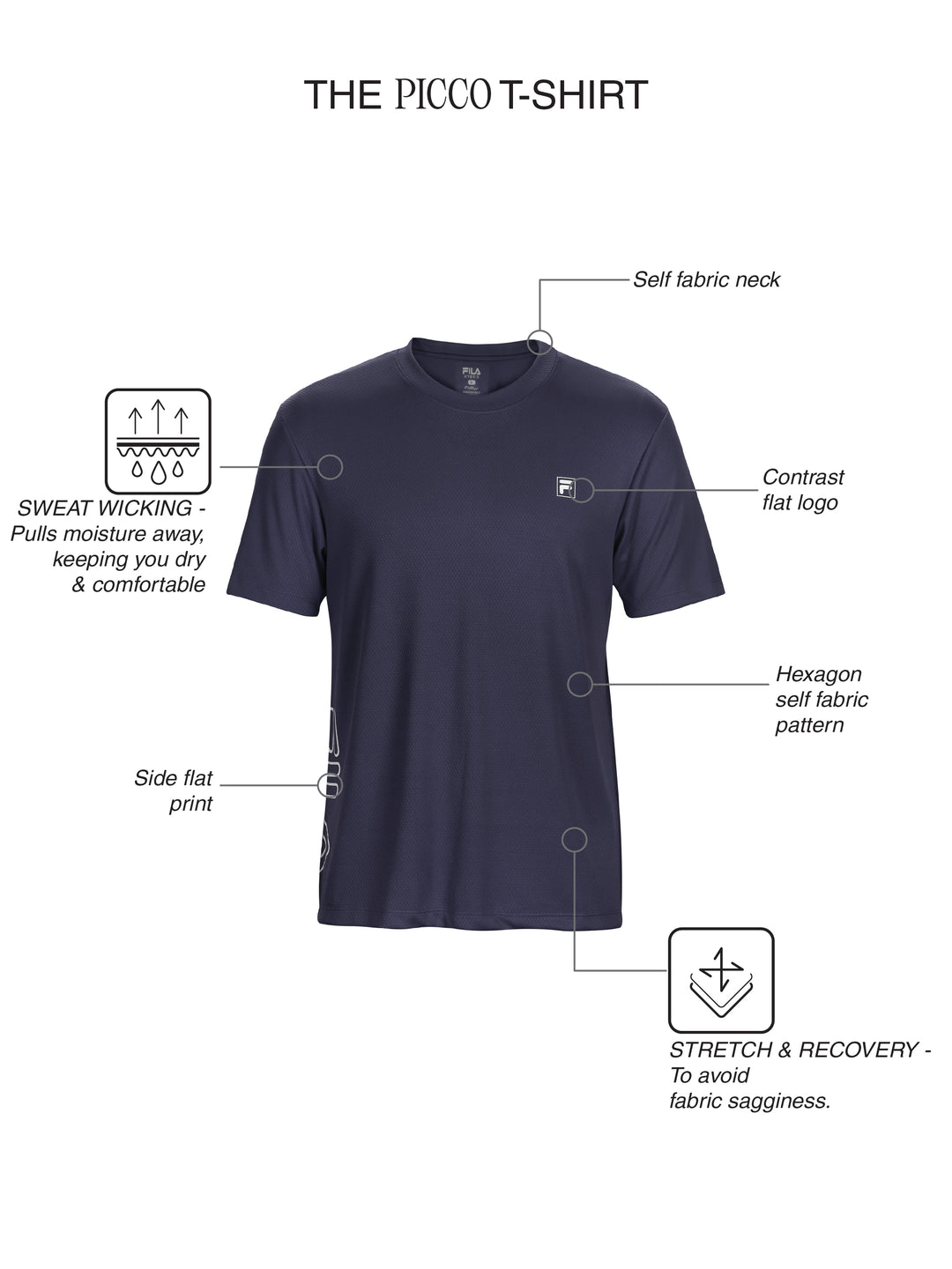 Fila Men Navy Picco Tee Knitted Tee Shirt