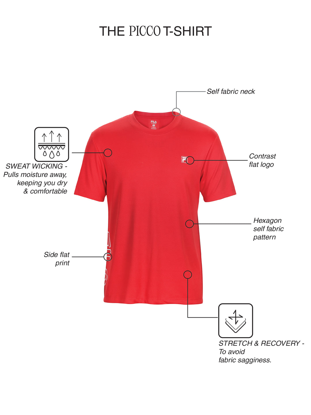 Fila Men Red Picco Tee Knitted Tee Shirt