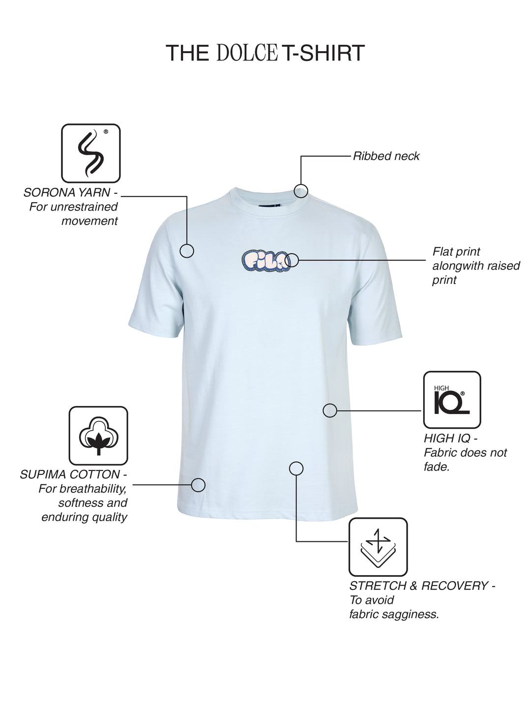 Fila Men Ice Blue Dolce Graphic T Shirt