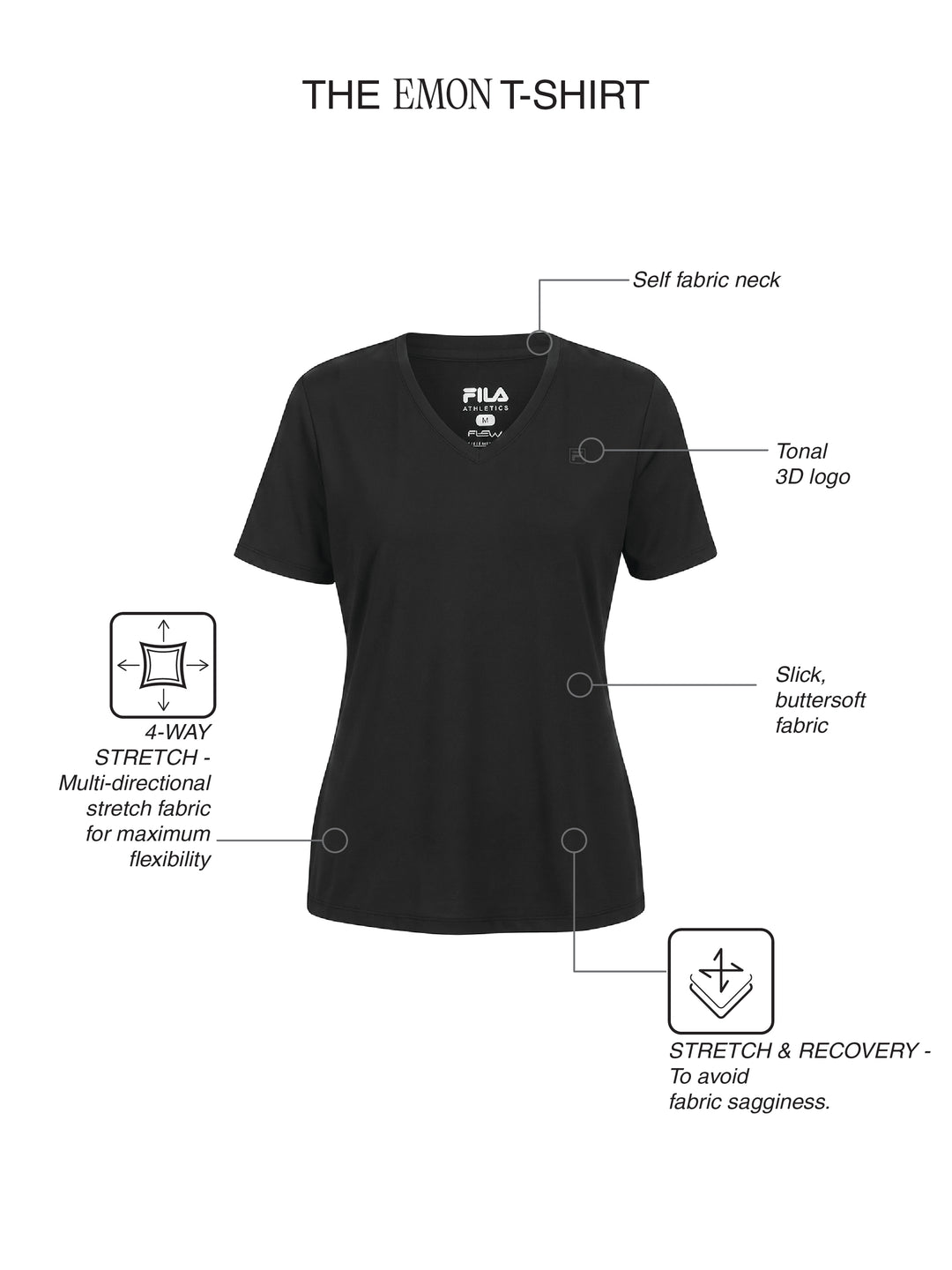 Fila Women Black Emon T-Shirt