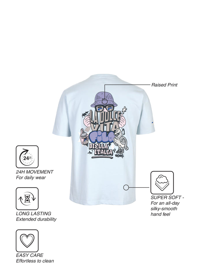 Fila Men Ice Blue Dolce Graphic T Shirt