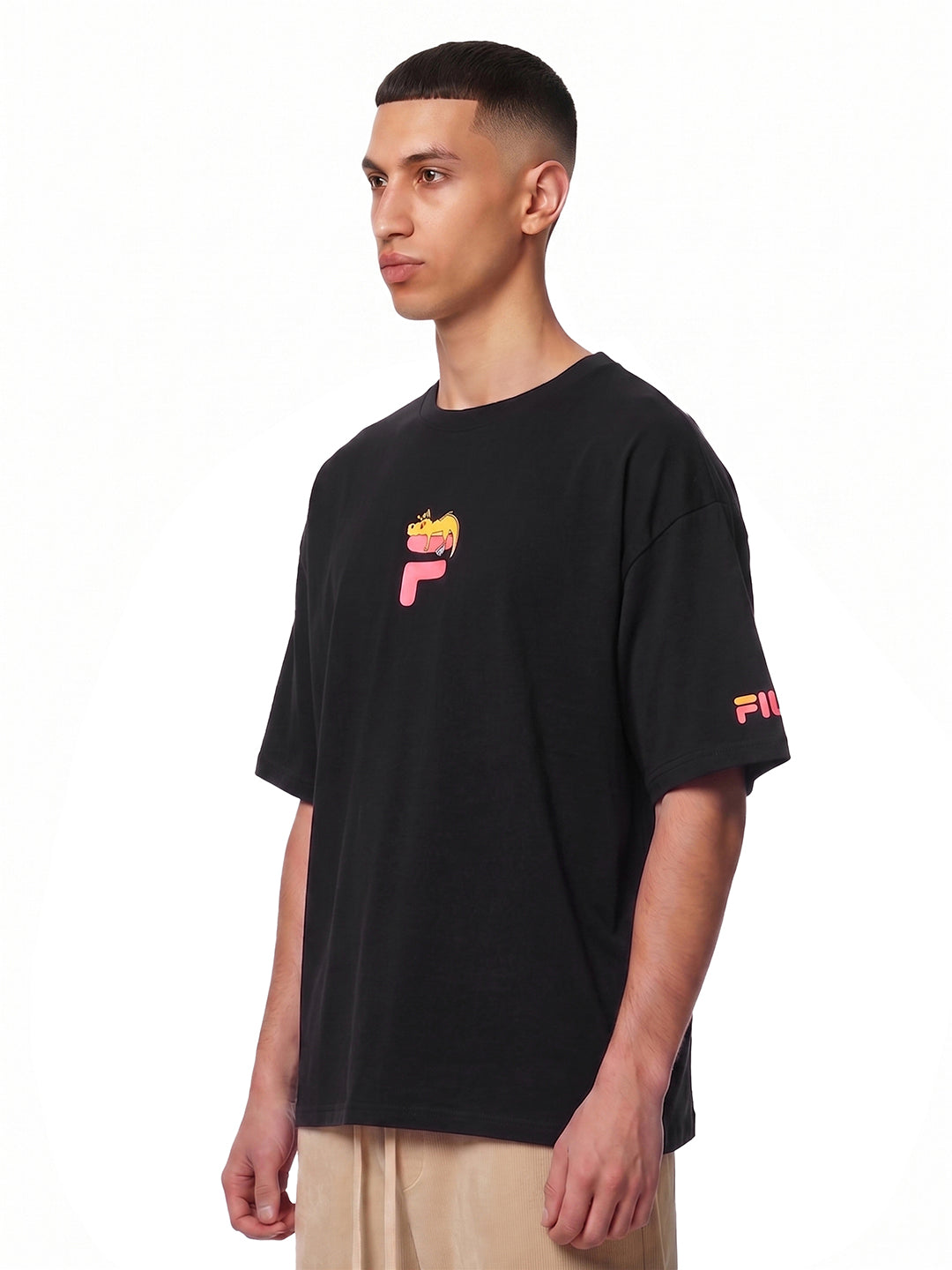 Fila Men Black Dinno Knitted Tee Shirt