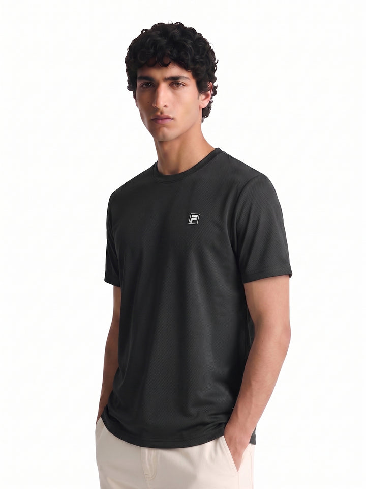 Fila Men Black Picco Tee Knitted Tee Shirt