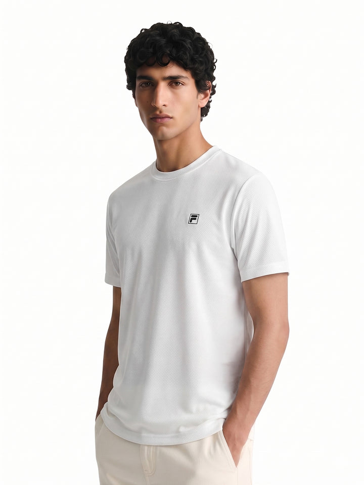 Fila Men White Picco Tee Knitted Tee Shirt