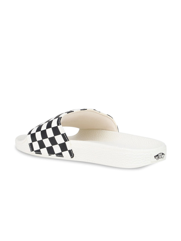 Checker Board White Women Slide On