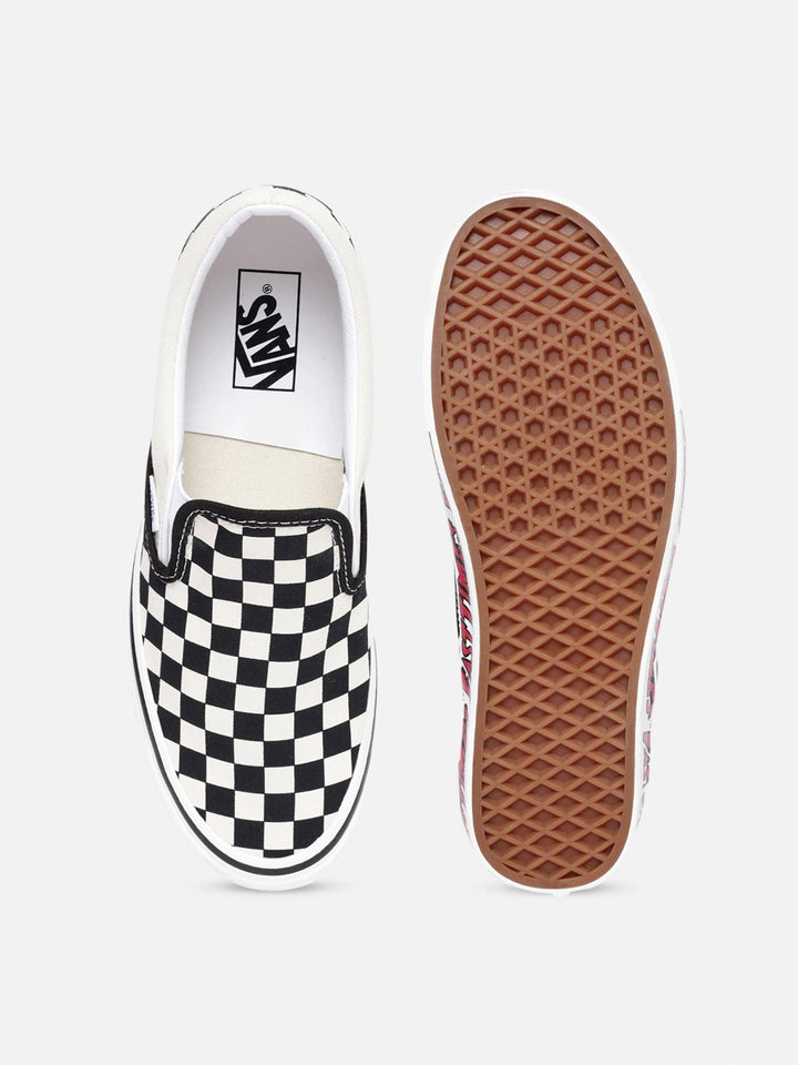 Checker Board White Unisex Slip on