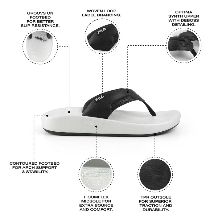 Fila Men Black-White Ario Dual Thong