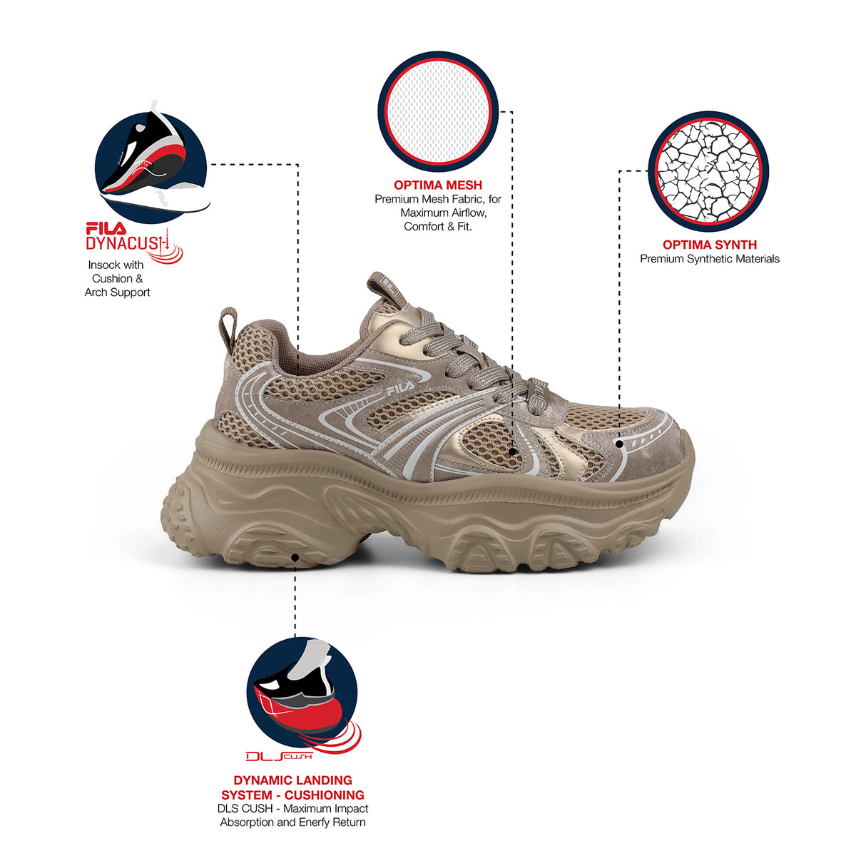Buy Fila Gold Women Gold Envi Melani Metallic Shoes @ Rs 7999 | Fila India